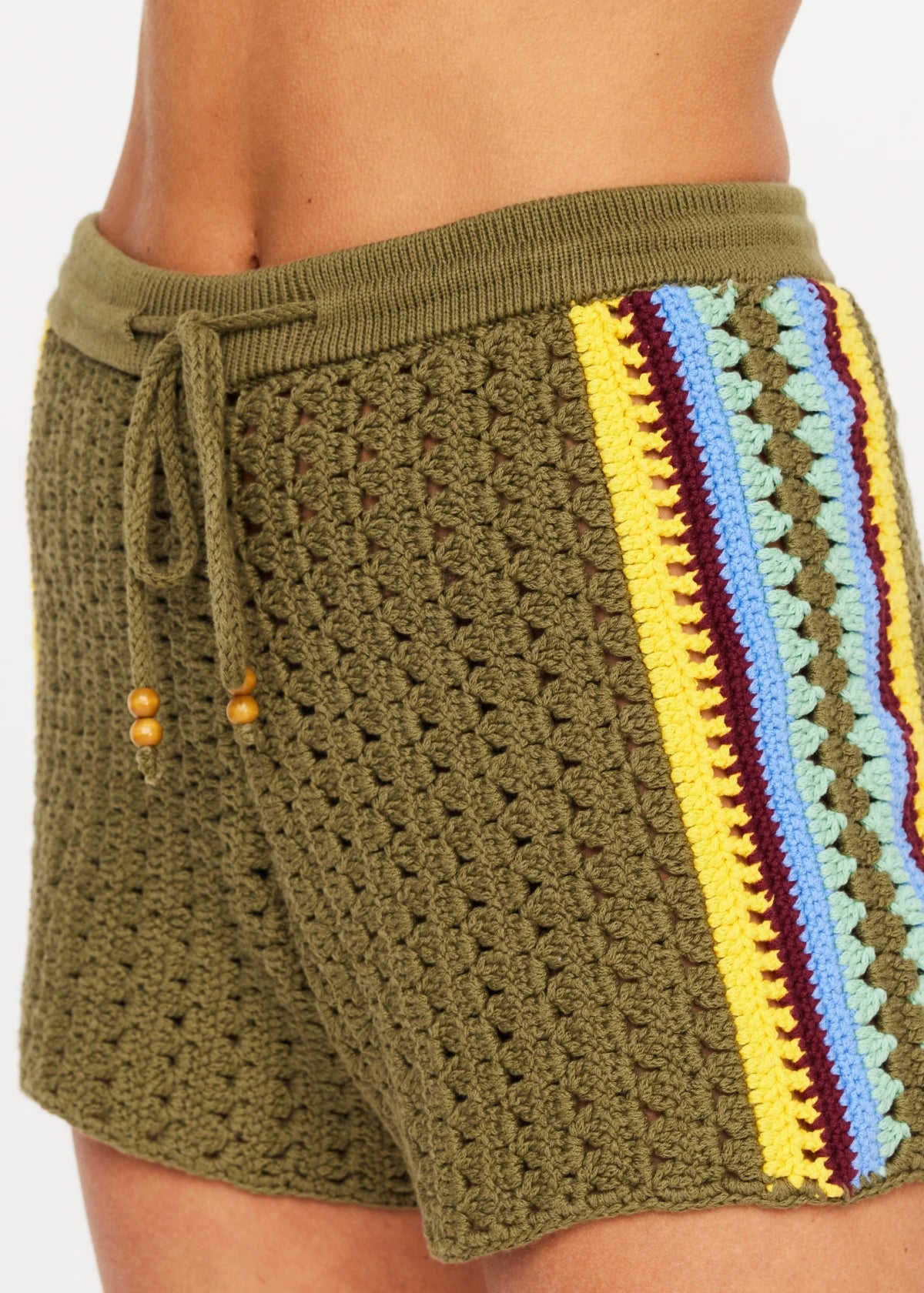 The Upside Brasilia Evie Crochet Short Olive