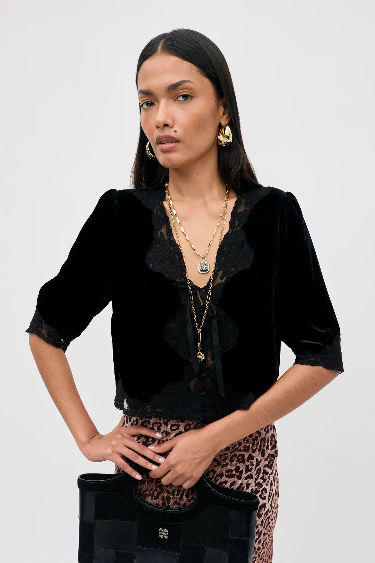 Rixo Ursula Silk Velvet Top