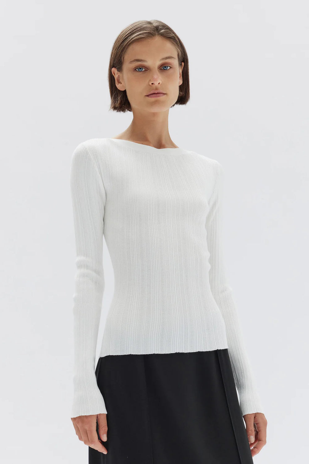 Vienna Knit Long Sleeve Top White