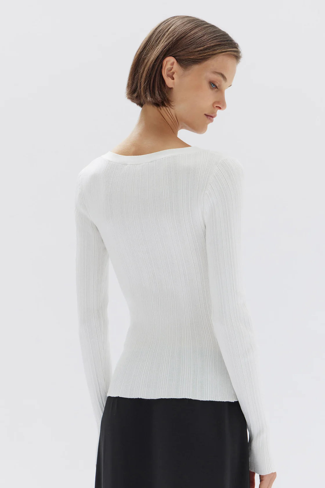 Vienna Knit Long Sleeve Top White