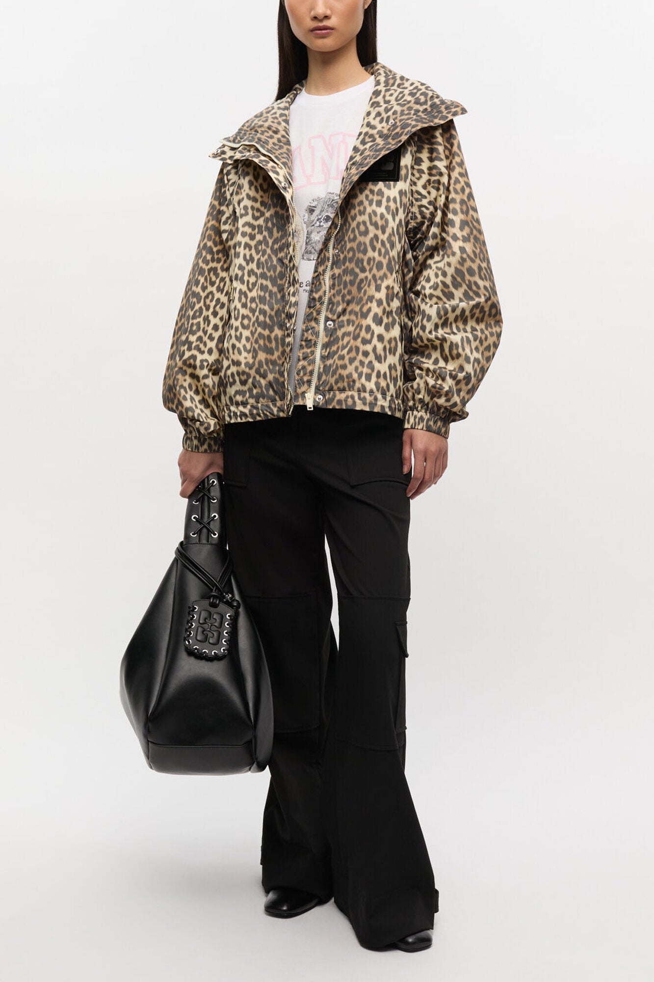 Leopard Print Nylon Jacket