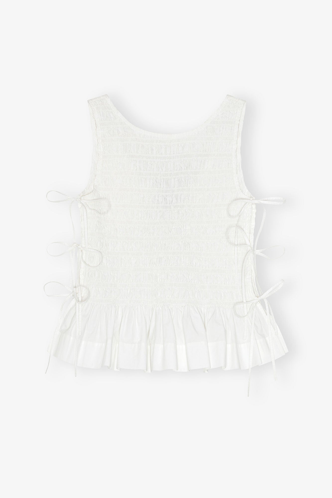 Cotton Poplin Smock Tie String Top Bright White