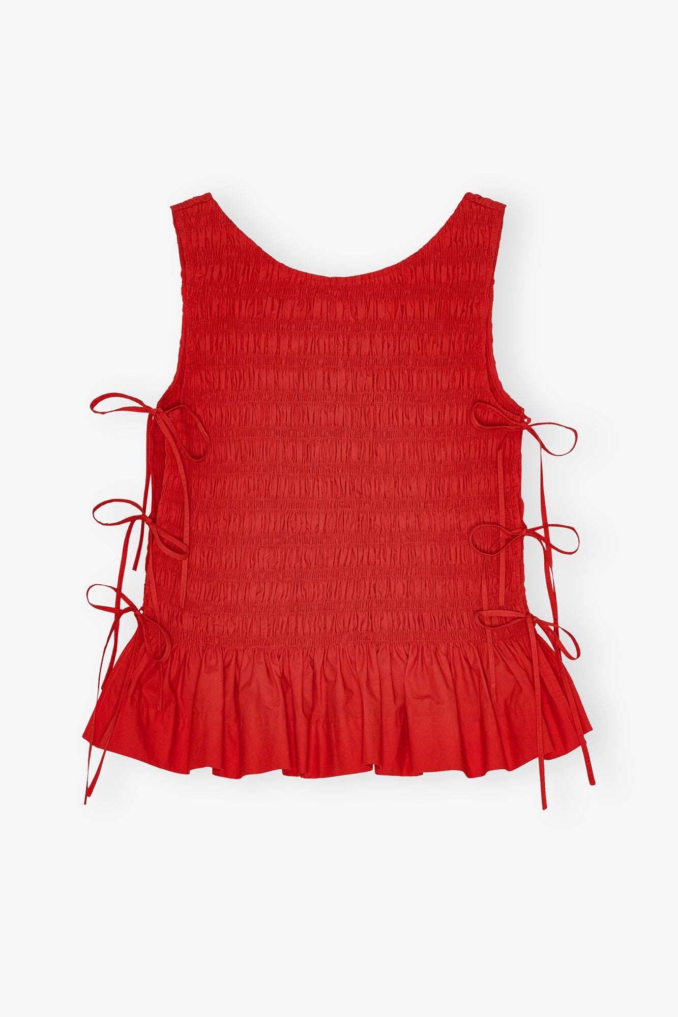 Cotton Poplin Smock Tie String Top Racing Red