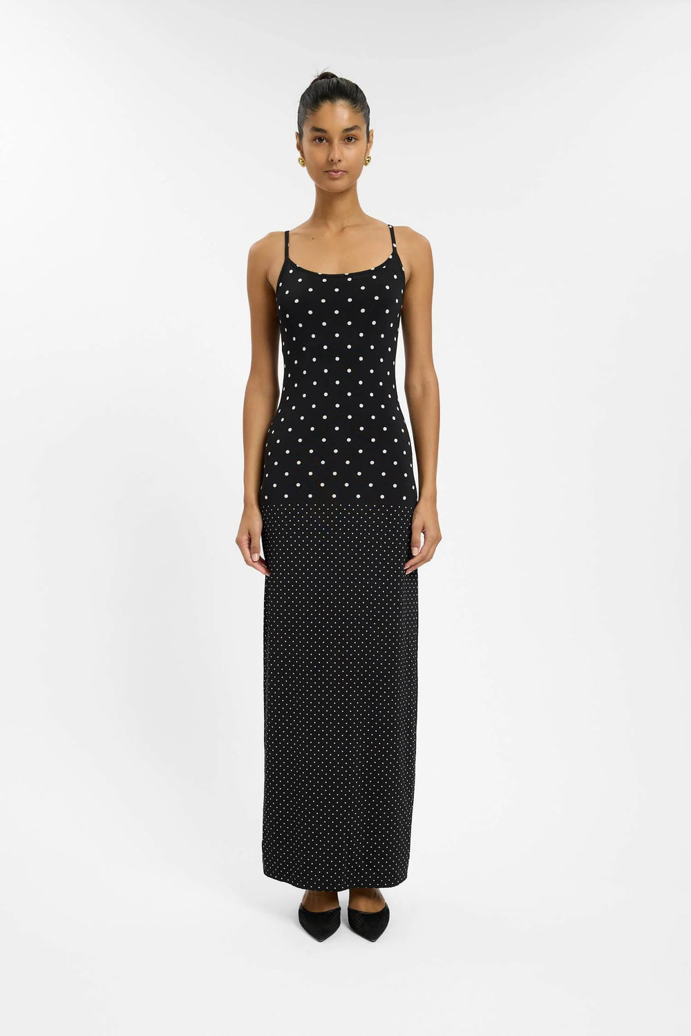 Slip Dress Black Polka