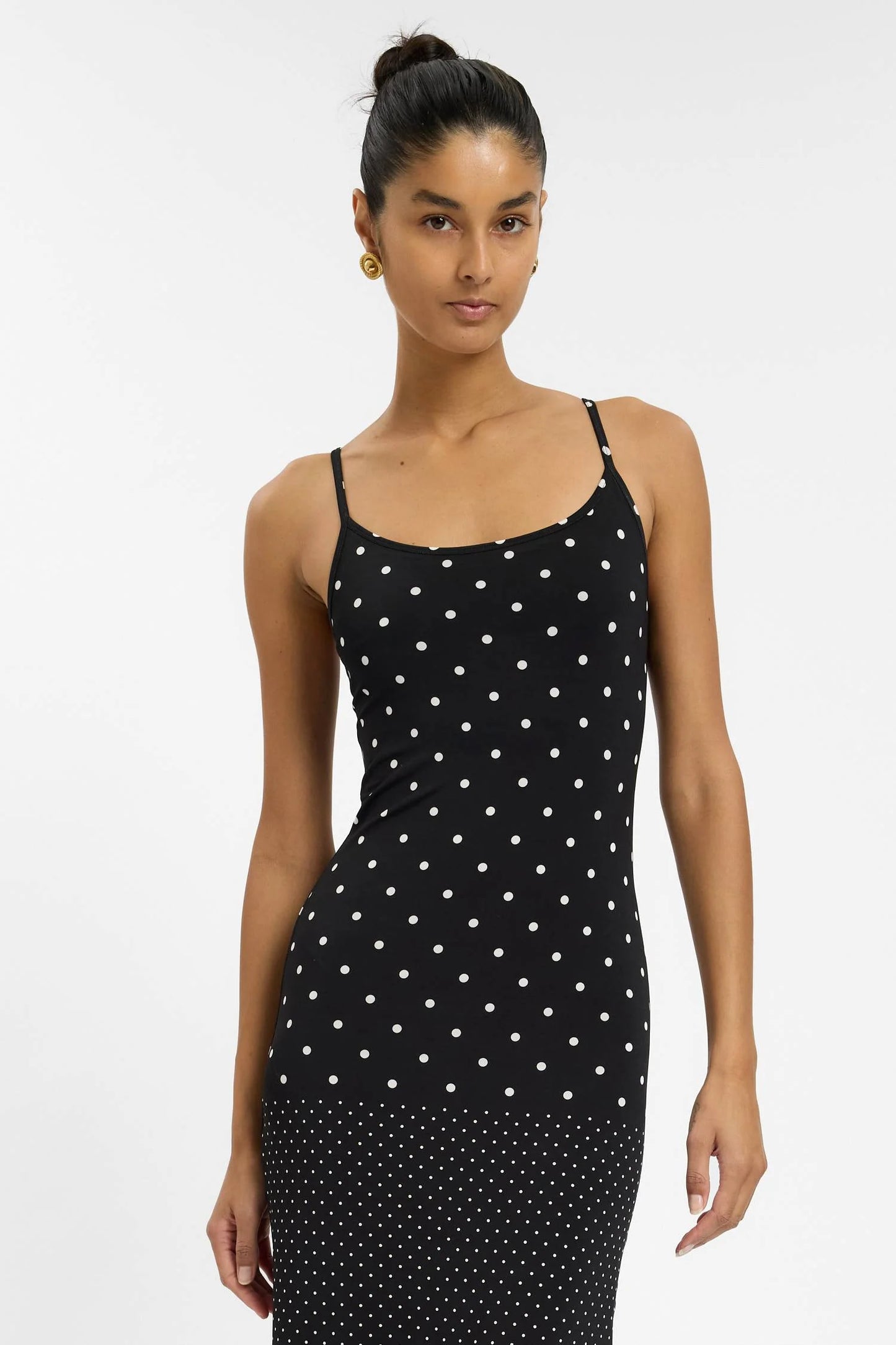 Slip Dress Black Polka