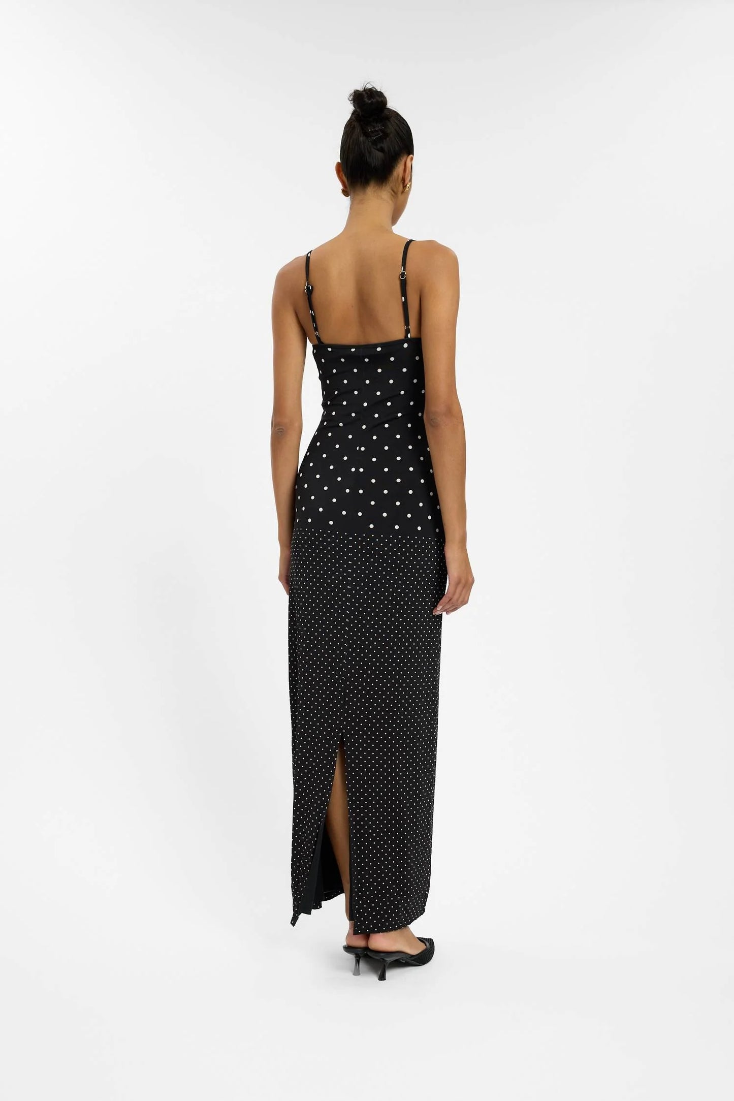 Slip Dress Black Polka