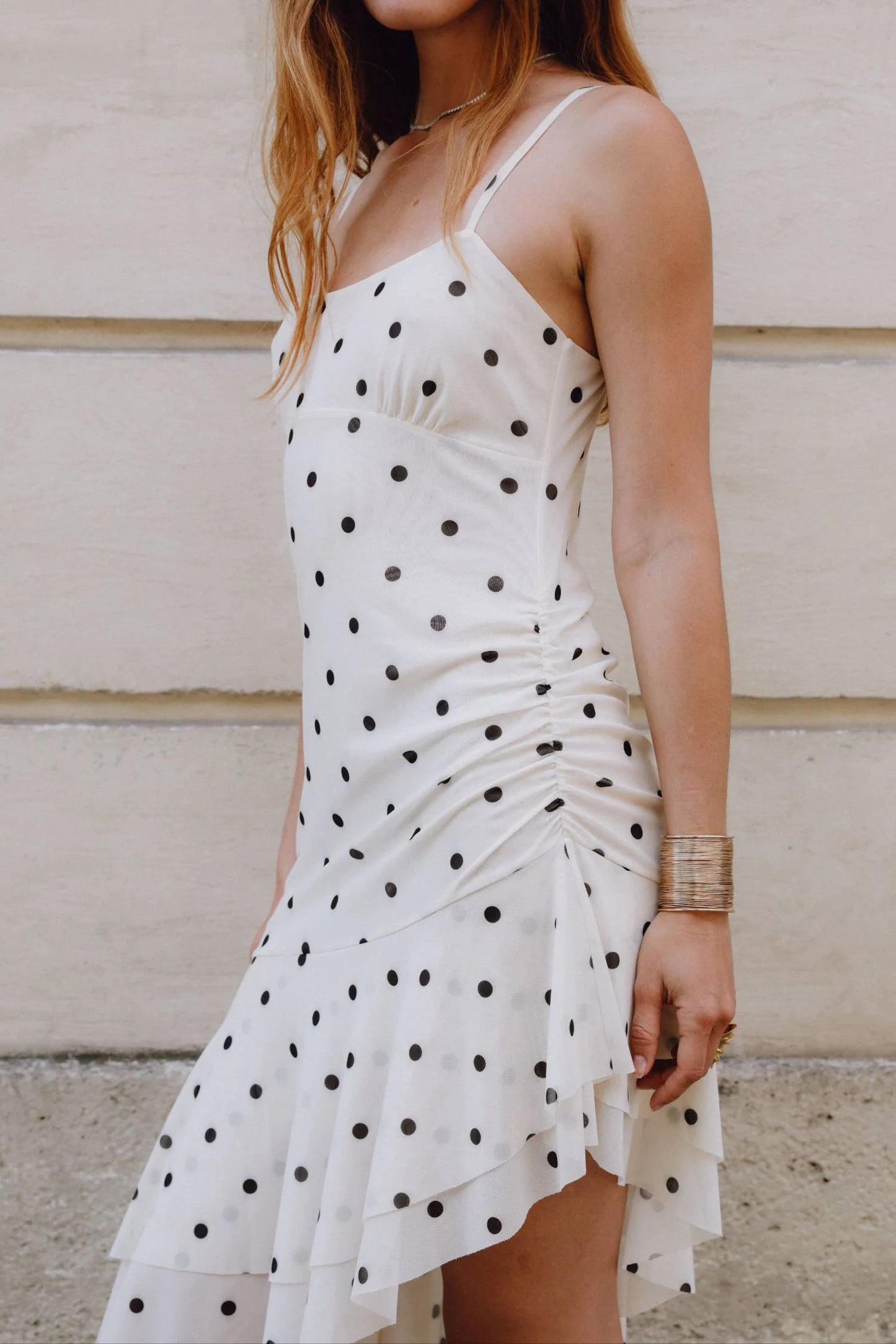 Asymmetrical Frill Midi Dress