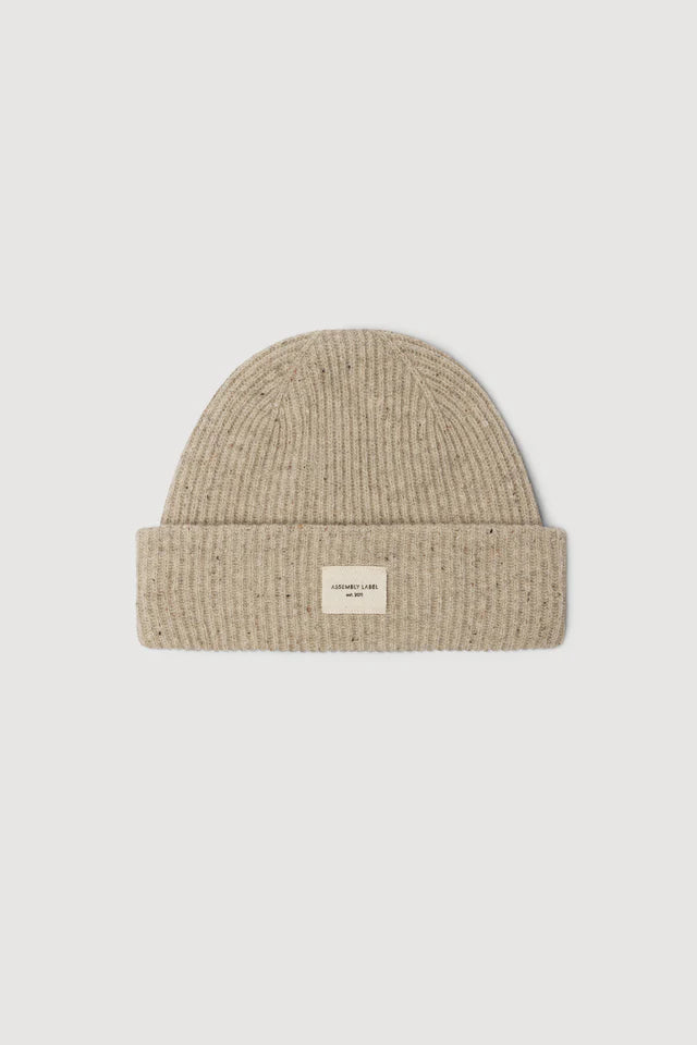 Wool Rib Beanie Stone Marle