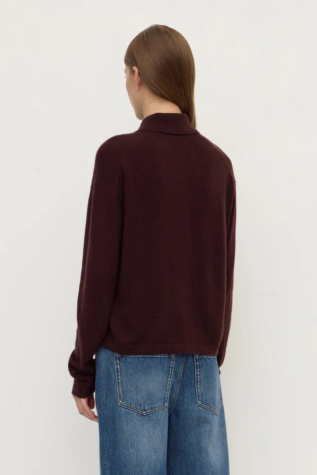 Wool Cashmere Knit Cardigan Dark Merlot