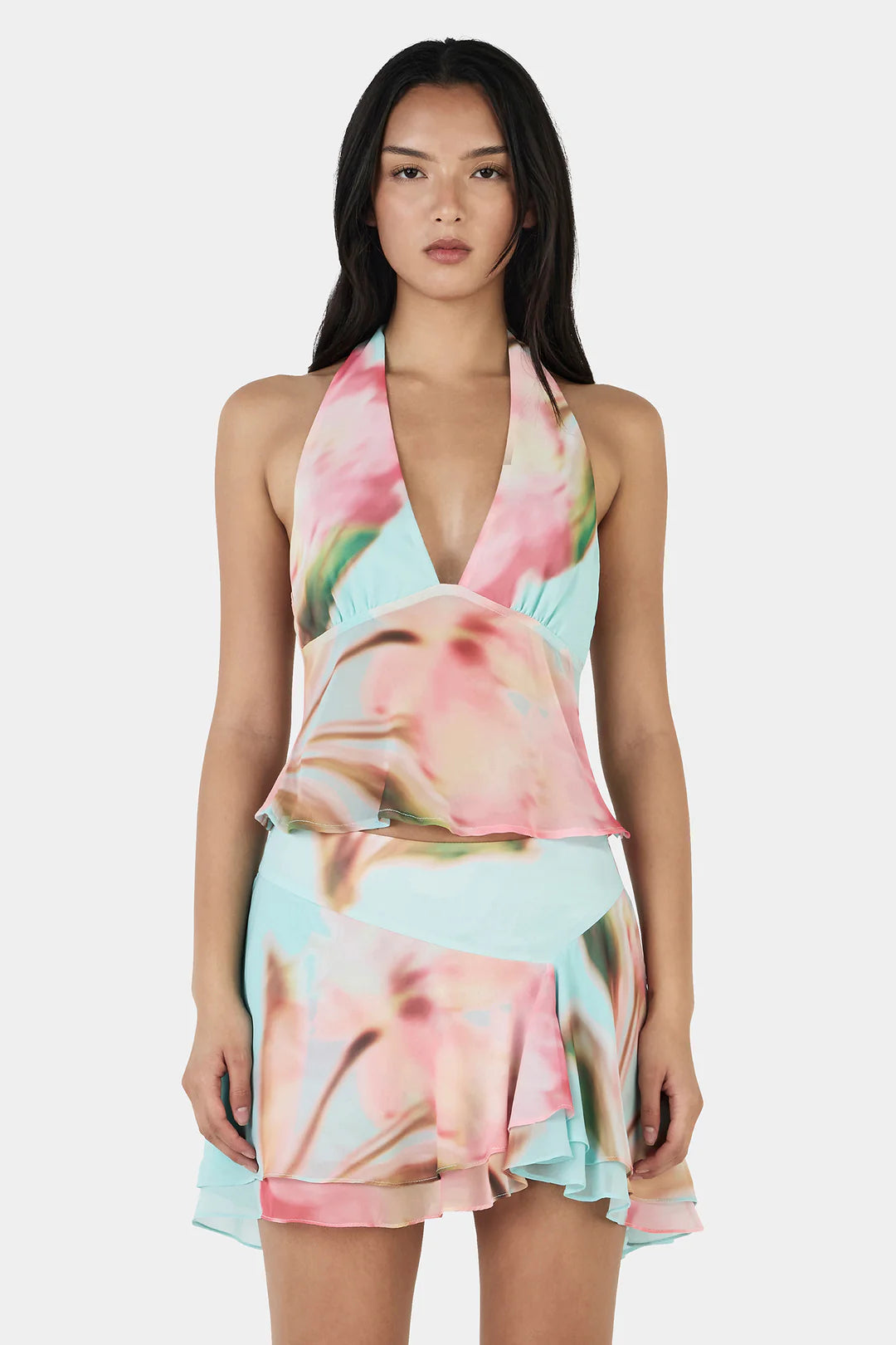 Delilah Scarf Top Bloom Drift Aqua