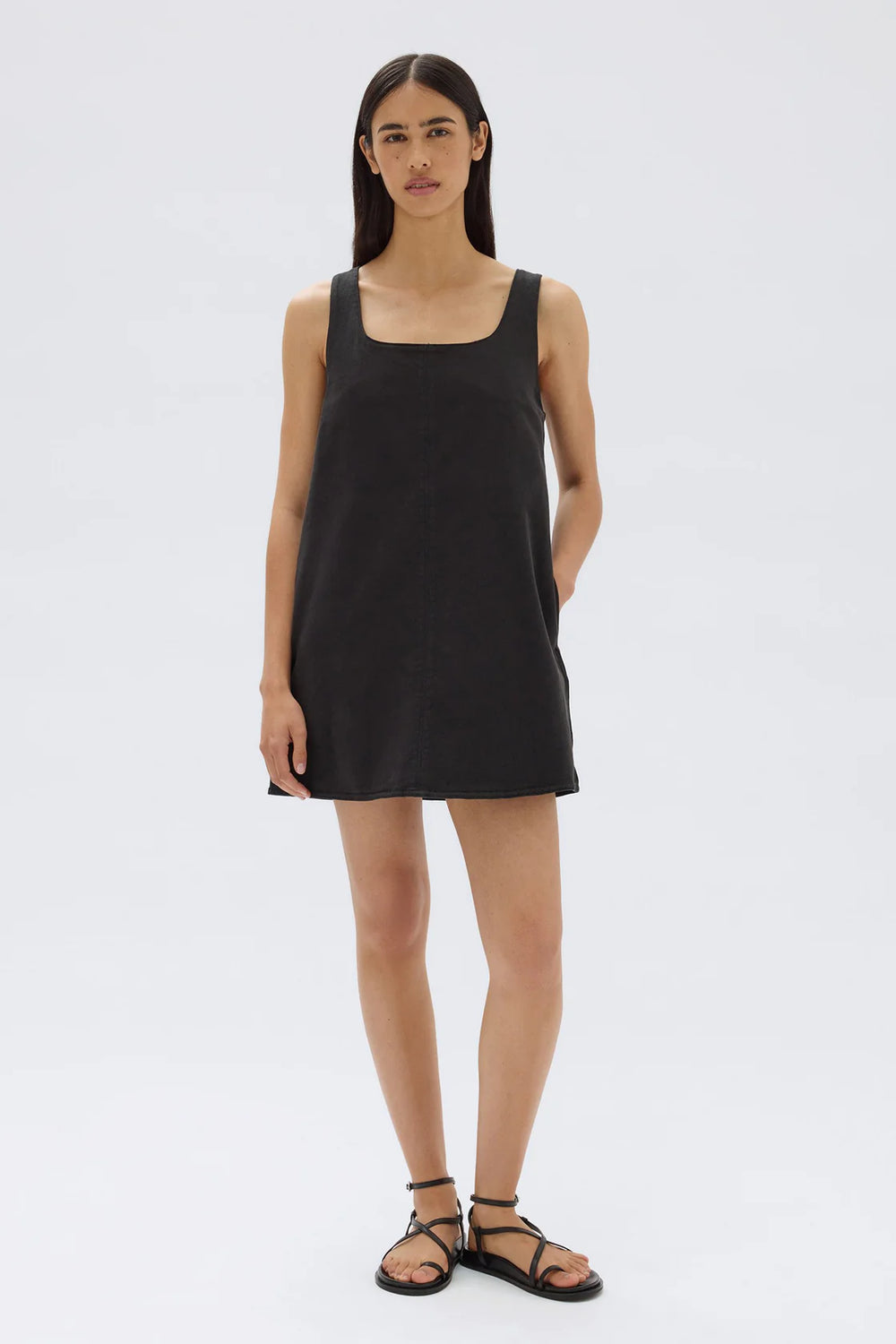 Zoey Twill Mini Dress Black