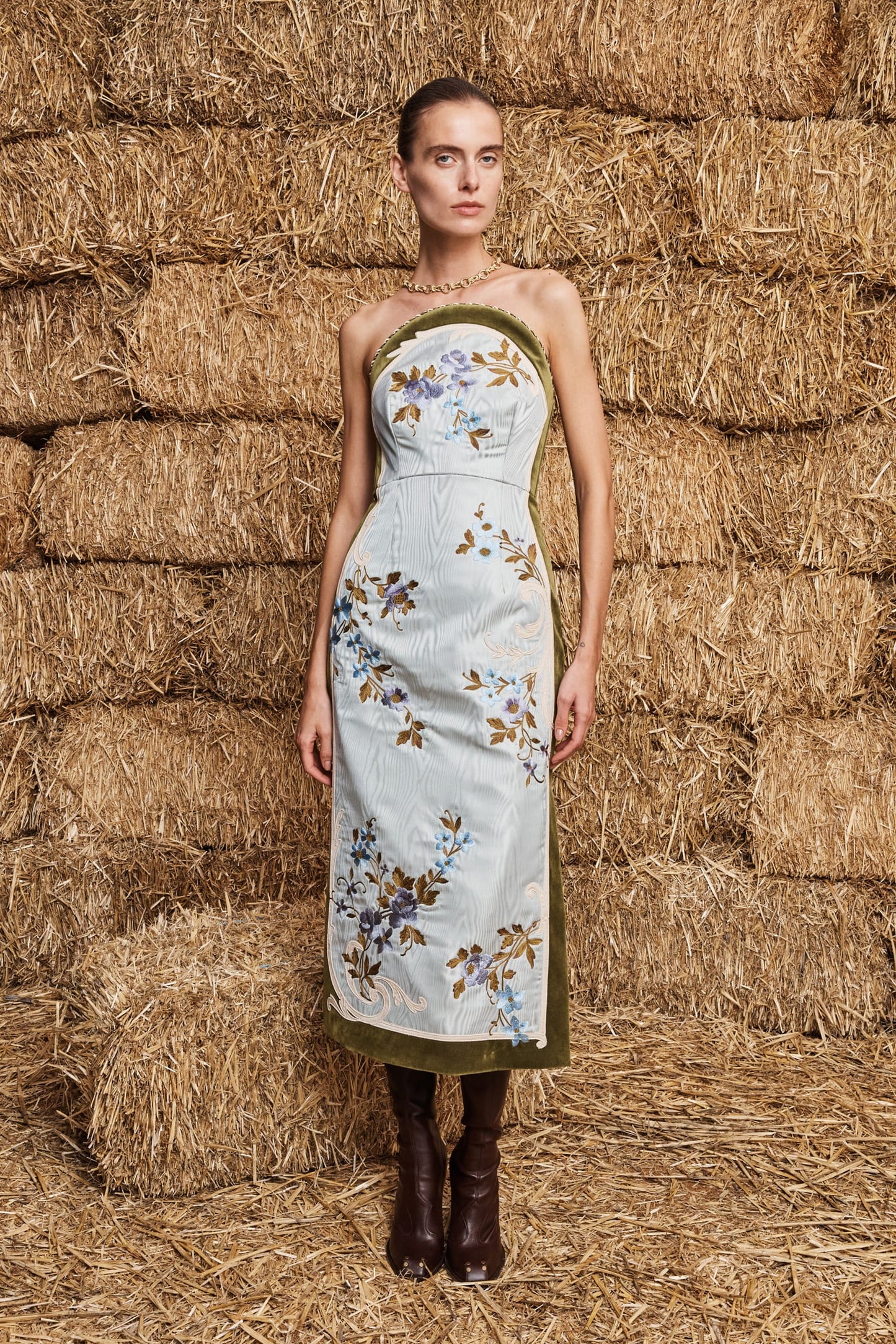 Alemais Odessa Embroidered Midi Dress