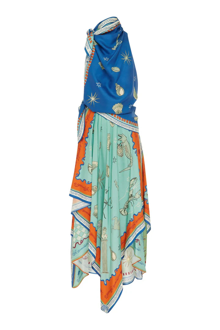 Surrealist Summer Scarf Midi Dress