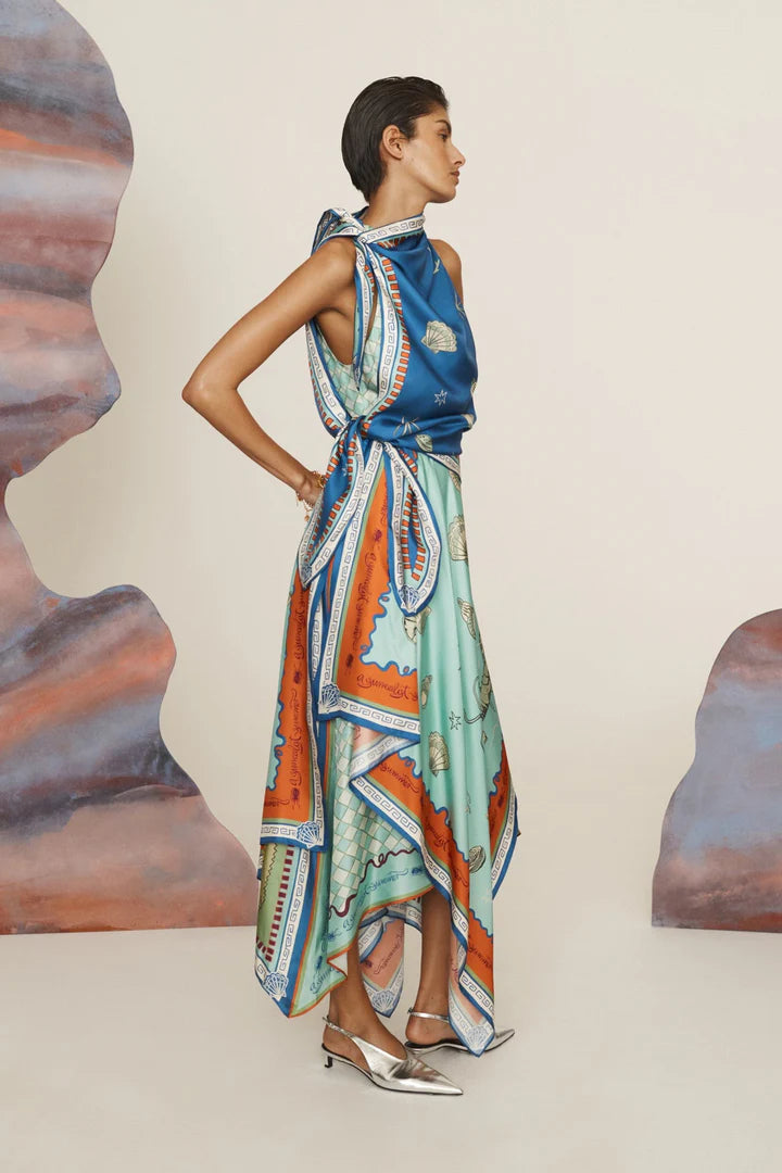 Surrealist Summer Scarf Midi Dress