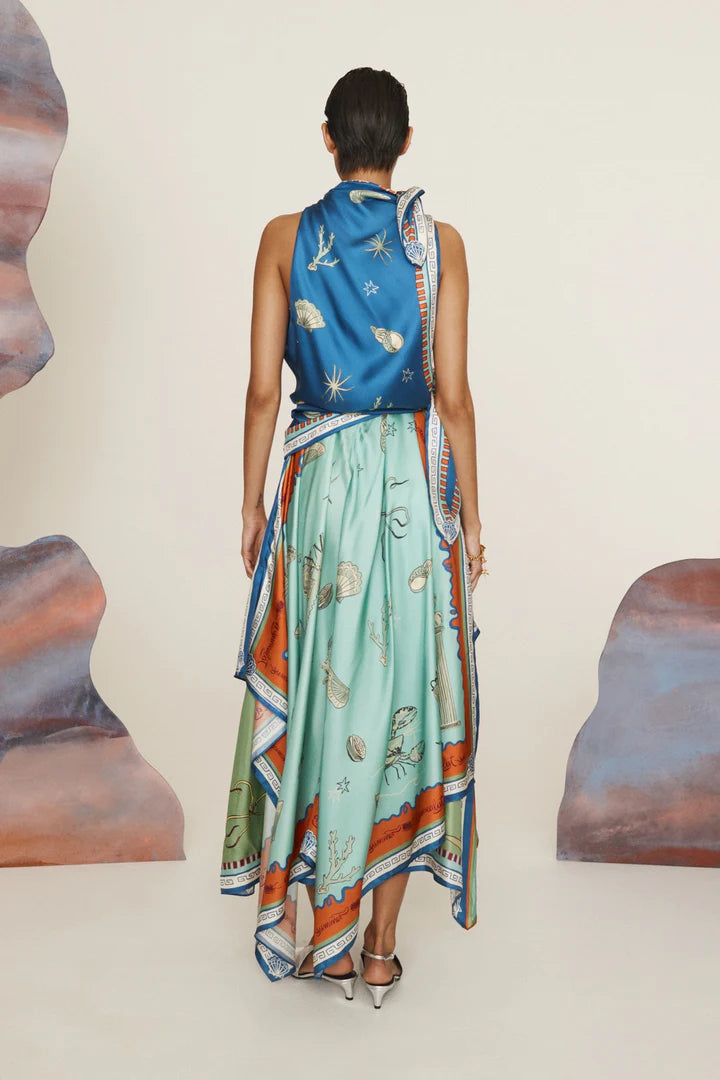 Surrealist Summer Scarf Midi Dress