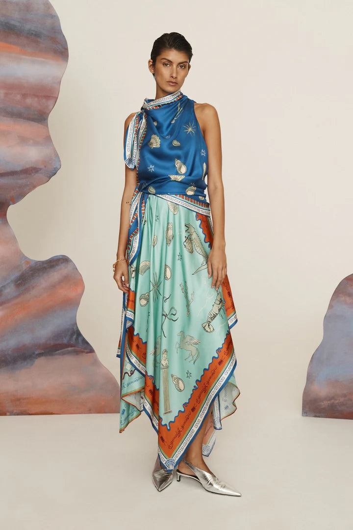 Surrealist Summer Scarf Midi Dress