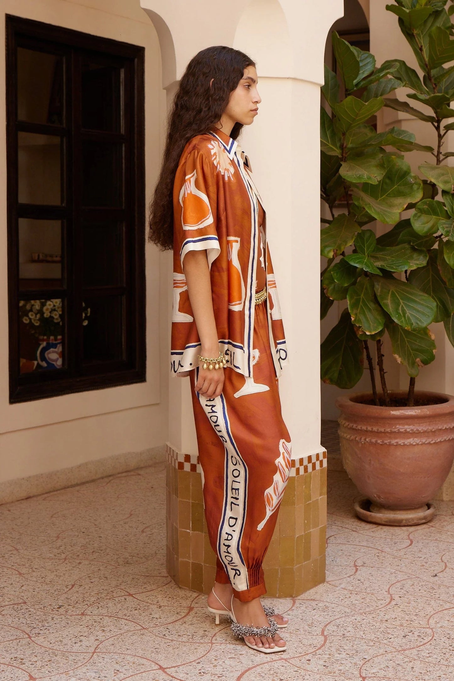 Soleil D'Amour Tapared Silk Pant