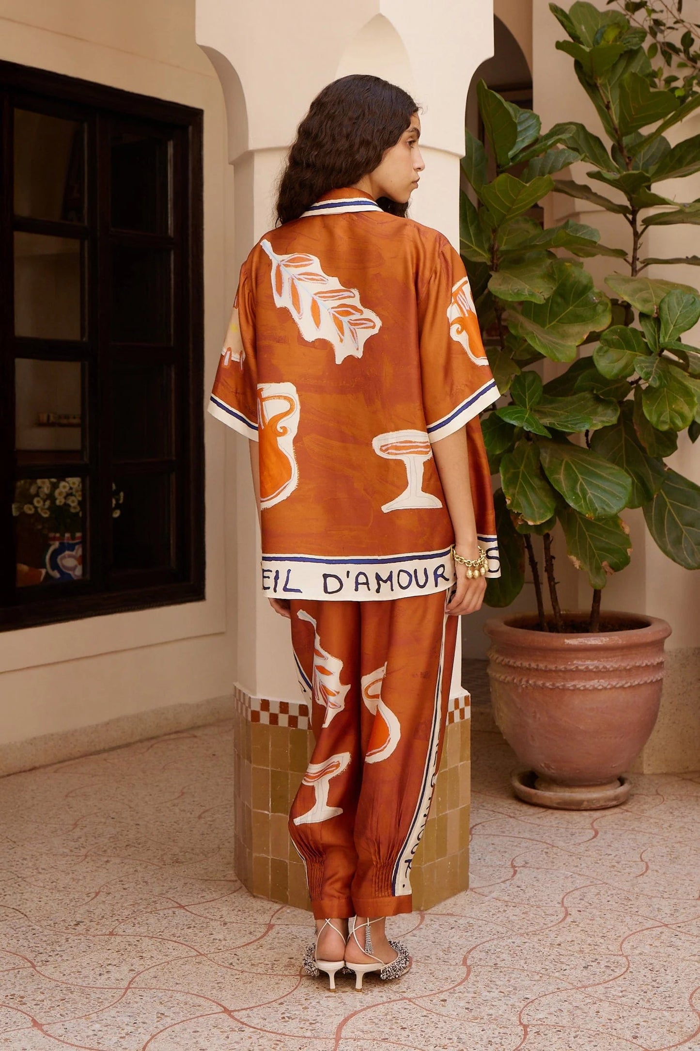 Soleil D'Amour Tapared Silk Pant