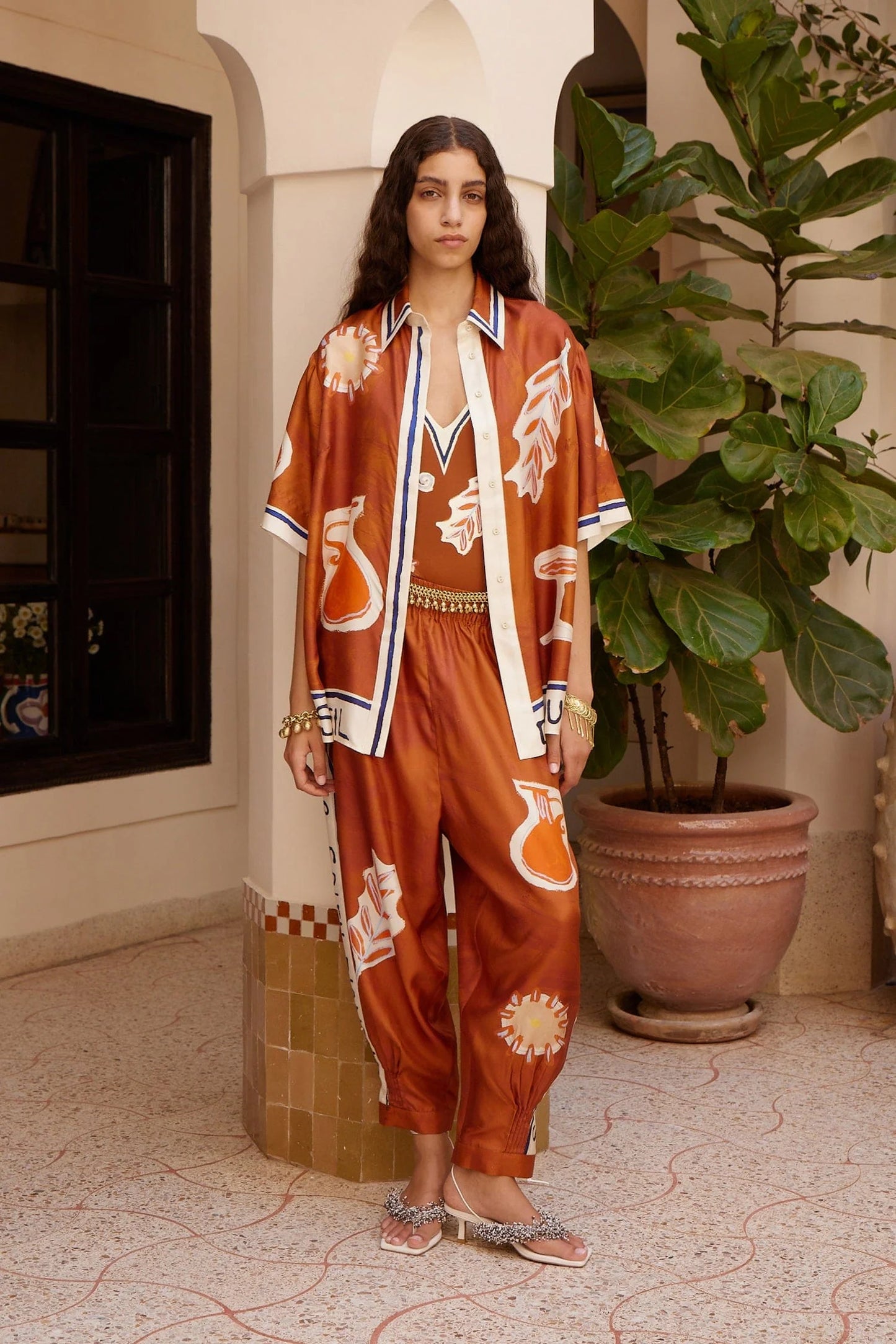 Soleil D'Amour Tapared Silk Pant