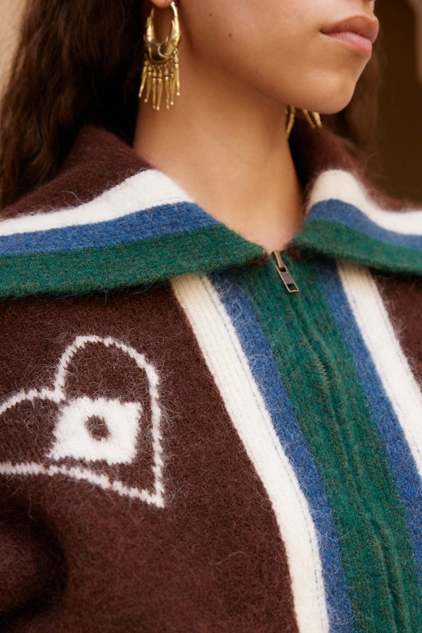 Maroc Zip Up Knit Cardigan