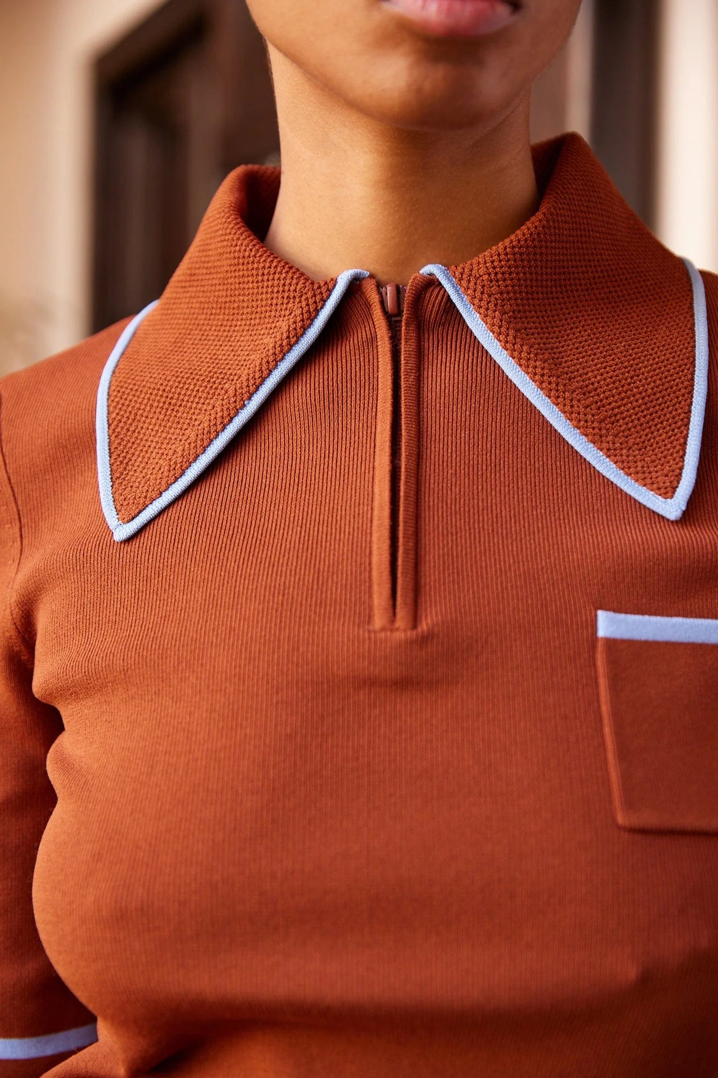 Noura Knit Polo Rust