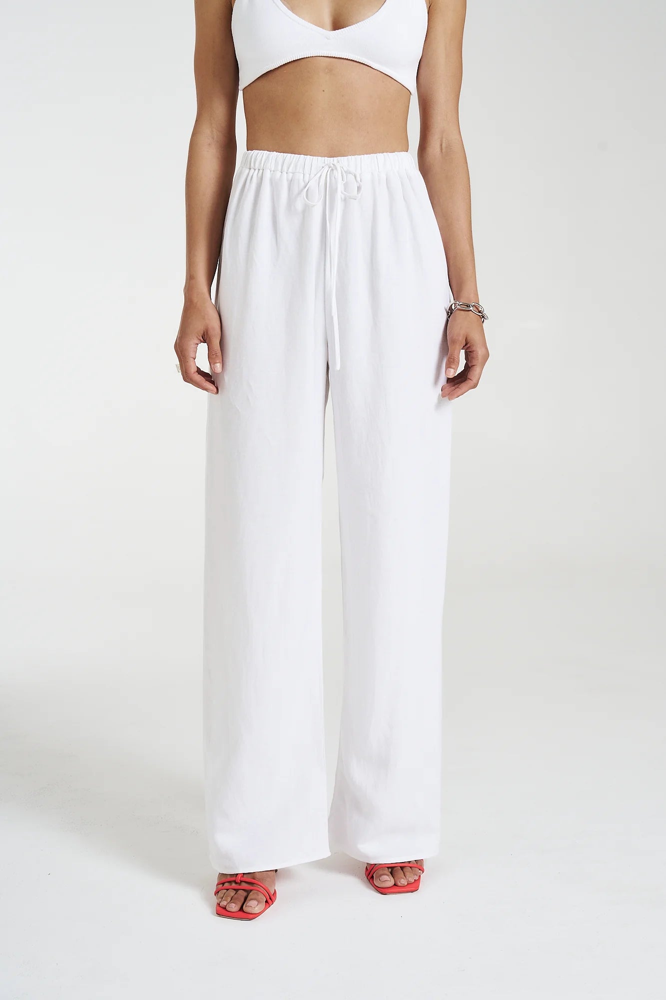 Elastic Waist Pant White