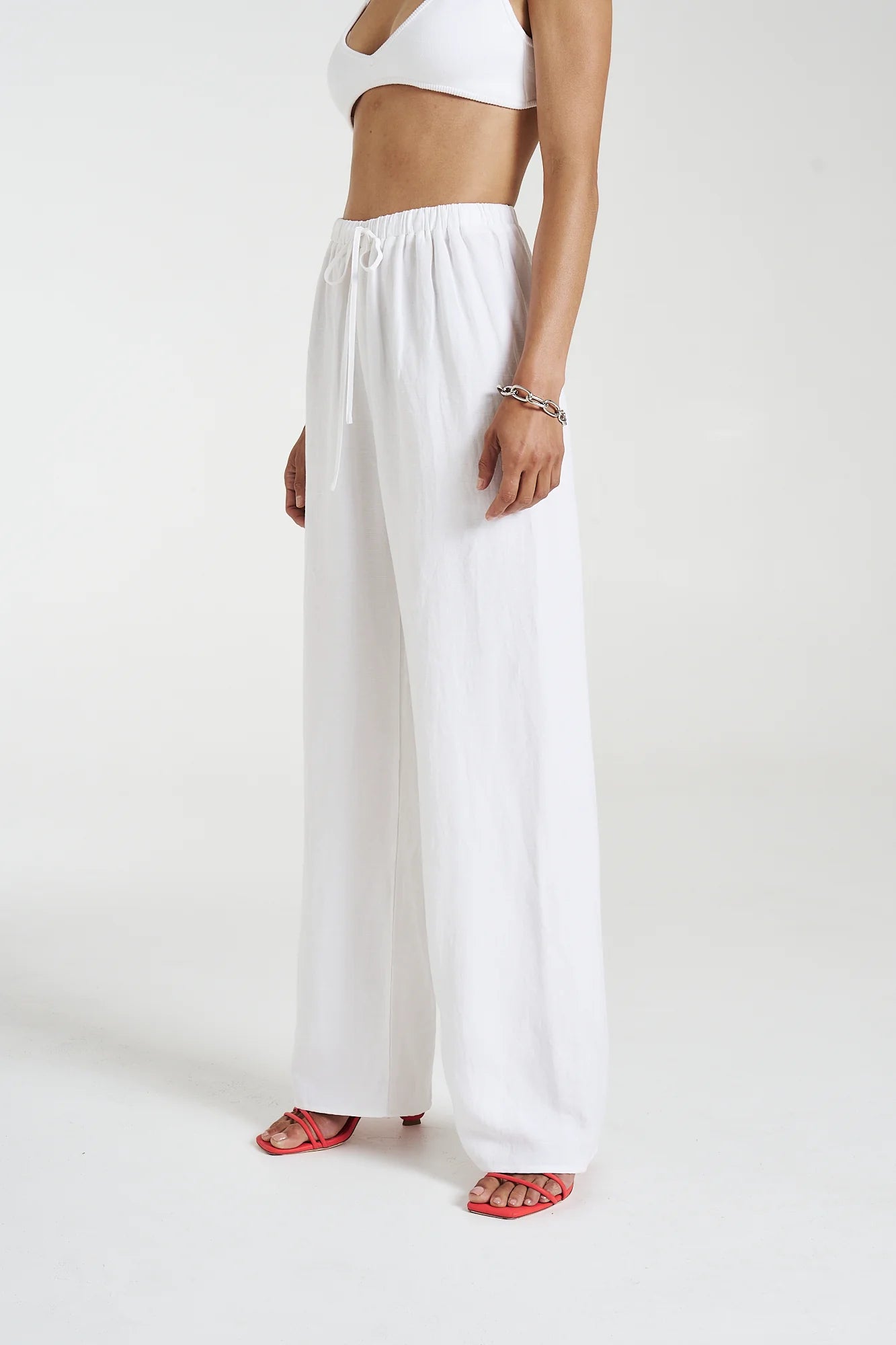 Elastic Waist Pant White