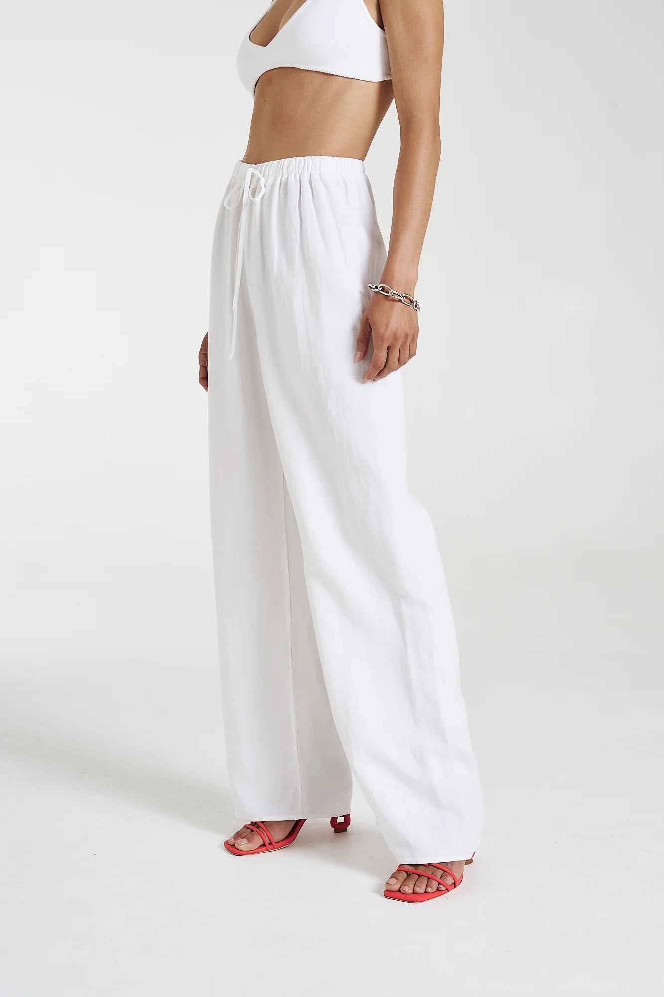 Elastic Waist Pant White