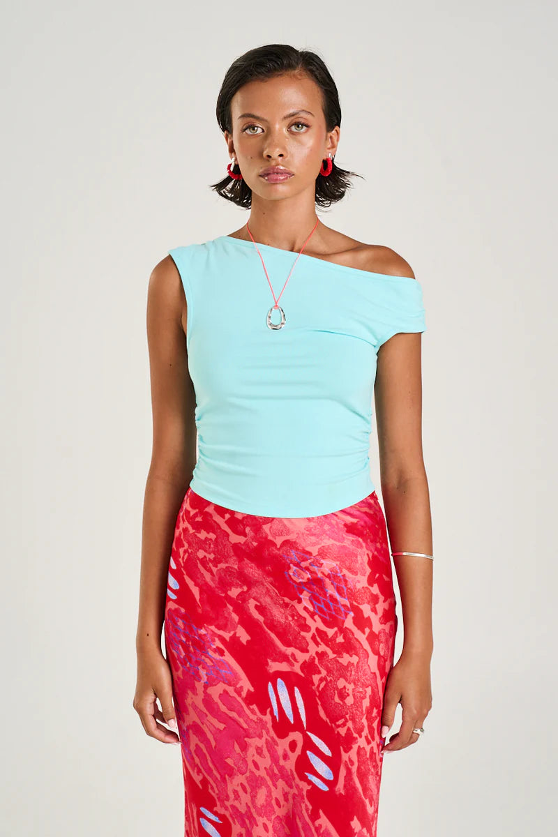 Off Shoulder Tank Aqua