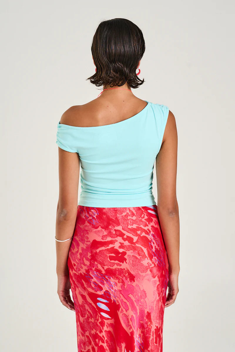 Off Shoulder Tank Aqua