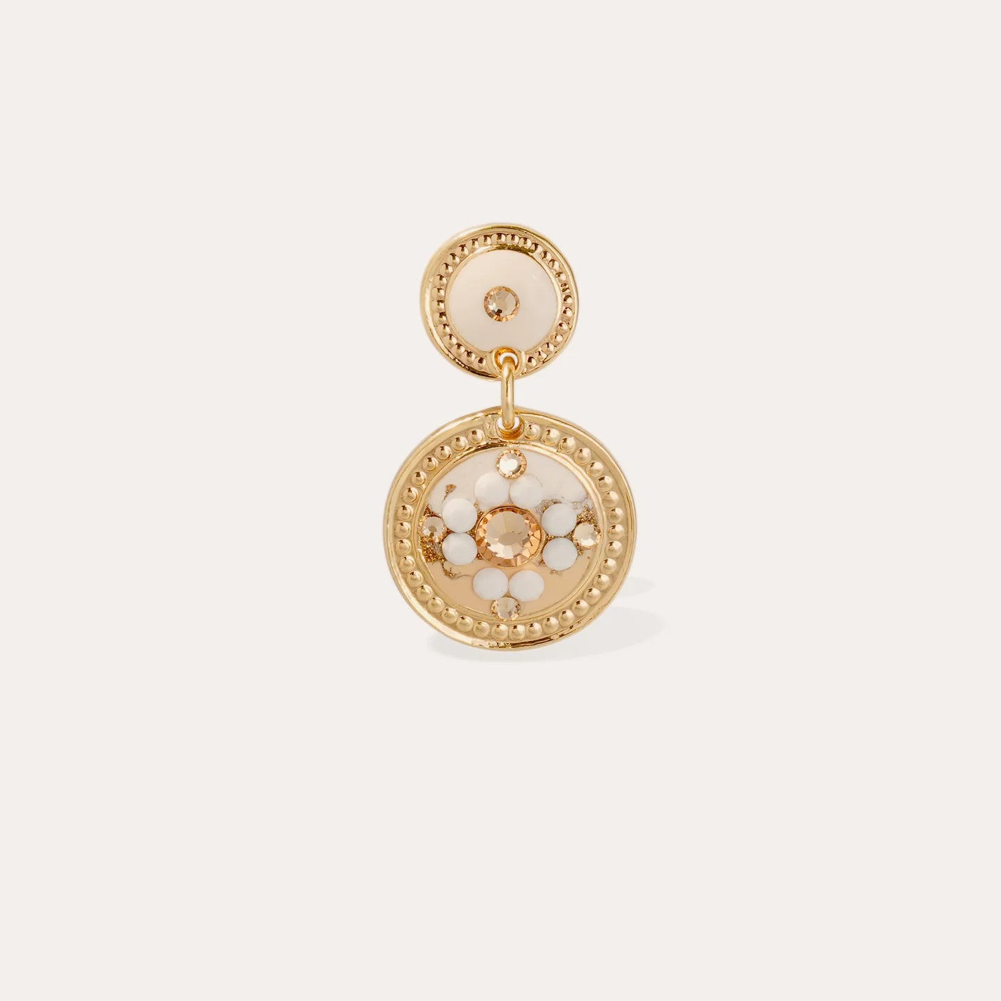 Gas Bijoux Enamel Sequin Earrings Beige Multico