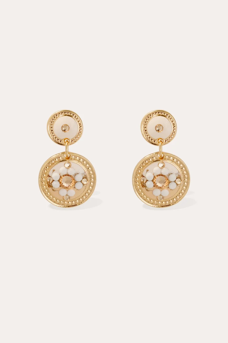 Gas Bijoux Enamel Sequin Earrings Beige Multico