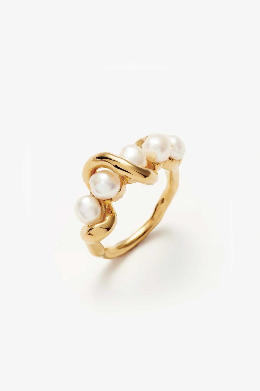 Molten Pearl Twisted Stacking Ring Gold