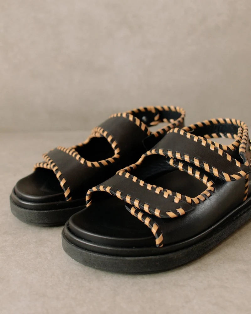 Barrel Black Tan Sandals