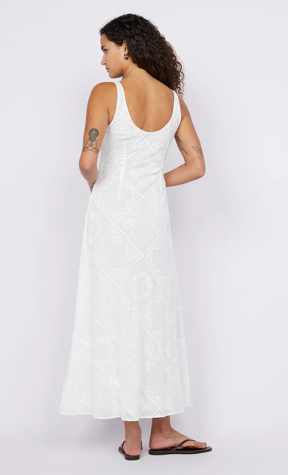 Zalea Scoop Neck Dress White