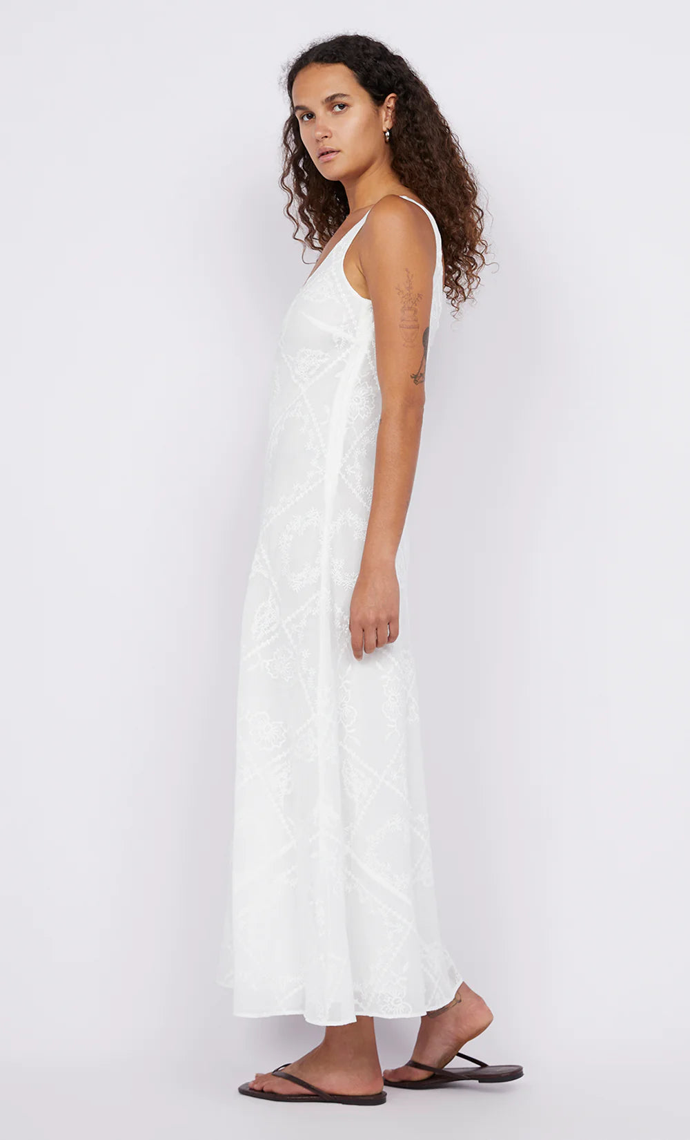 Zalea Scoop Neck Dress White