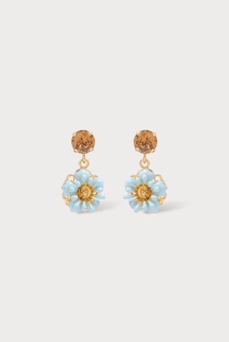 Julie Sion Baby Camelia Earrings Blue