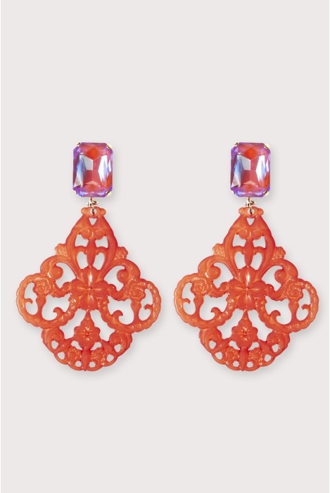 Julie Sion Bondoir Strass Earrings Coral