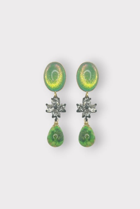 Julie Sion Lueur Flower Earrings Green