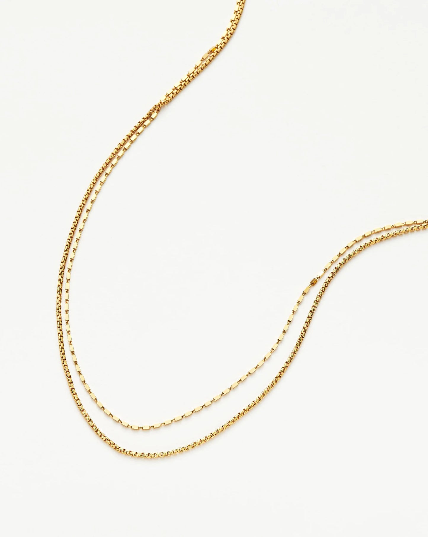 Box Link Double Chain Necklace Vermeil Gold