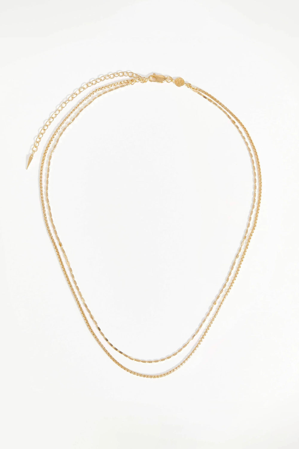 Box Link Double Chain Necklace Vermeil Gold