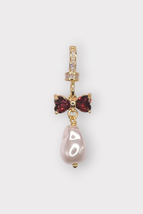 Julie Sion Guimauve Pearl Pendant Charm Red