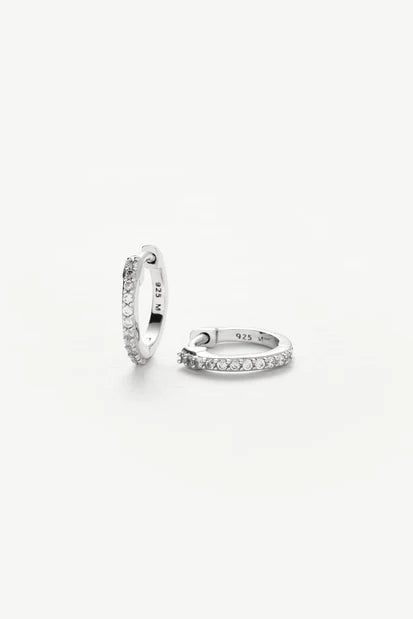 Classic Pave Huggies Sterling Silver