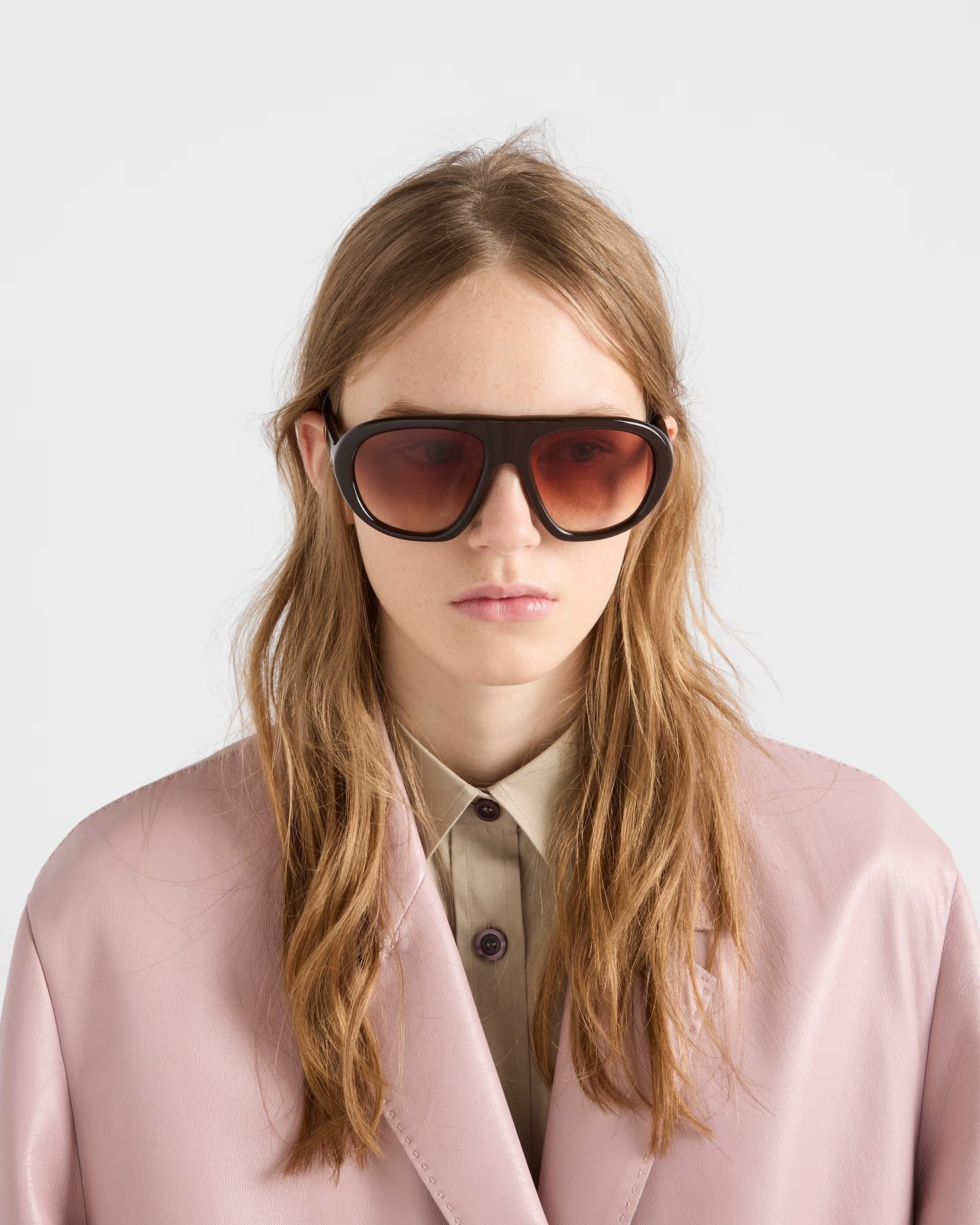 Prada Shadowplay Oversized Sunglasses 0PR C05S Cigar Brown