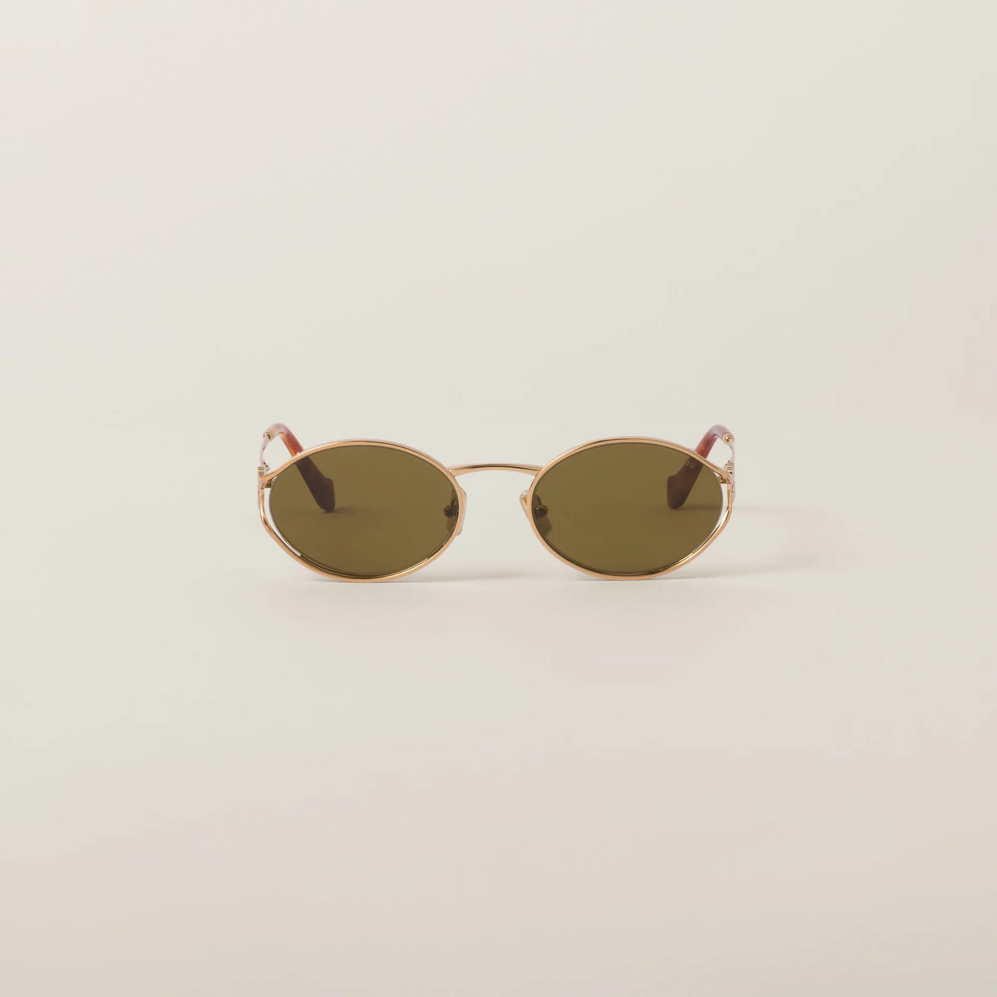 Miu Miu Oval Brass Gold Dark Brown 0MU 52YS