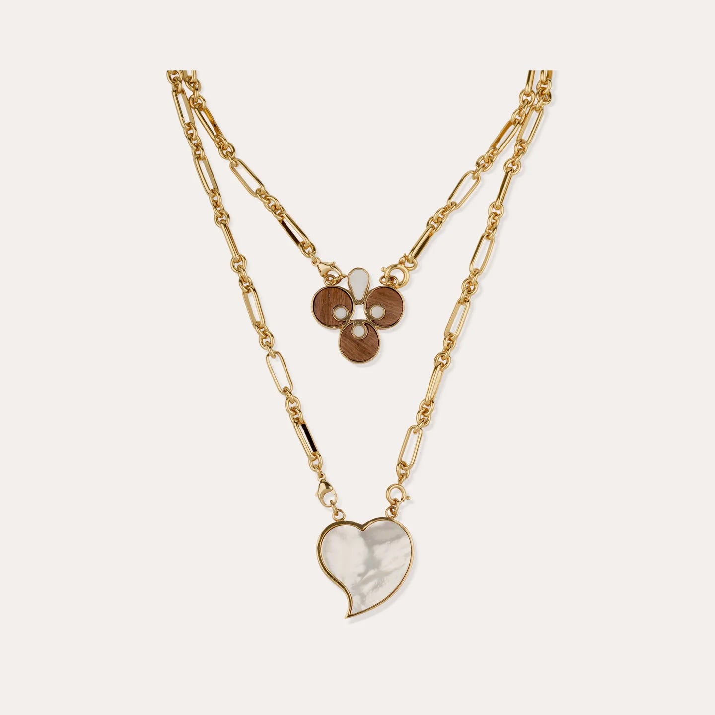 Gas Bijoux Mirage Scapular Necklace Wood White Mother of Pearl