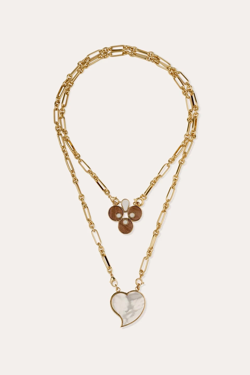 Gas Bijoux Mirage Scapular Necklace Wood White Mother of Pearl