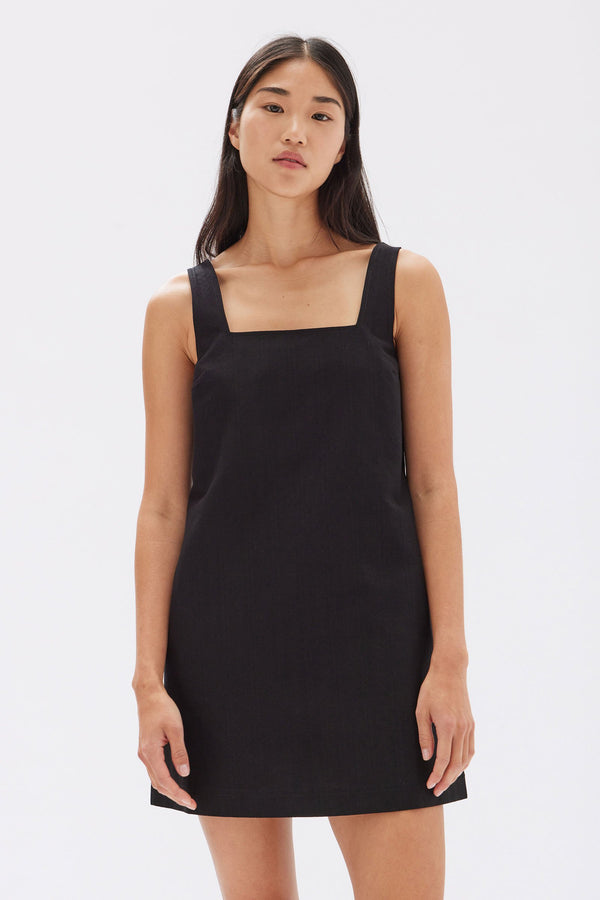 Alba Crepe Mini Dress Black