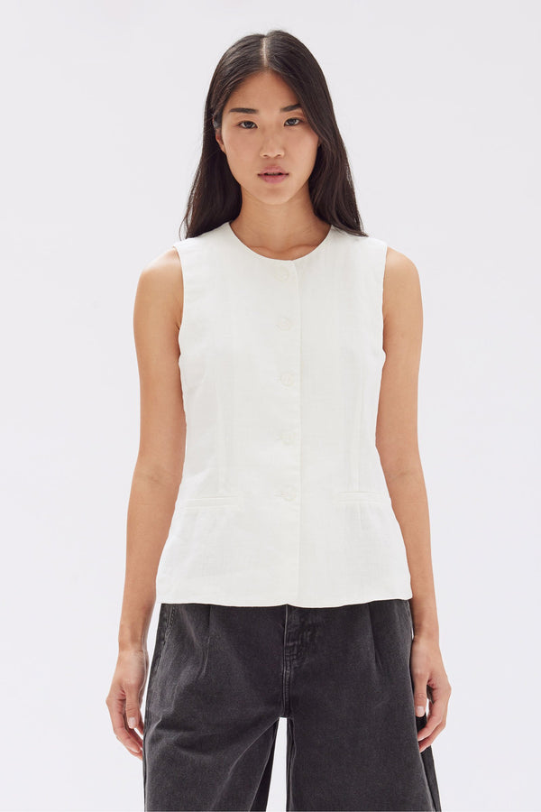 Calla Linen Top White