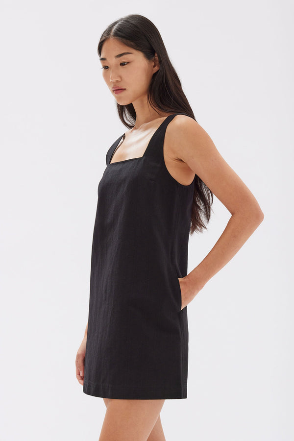 Alba Crepe Mini Dress Black